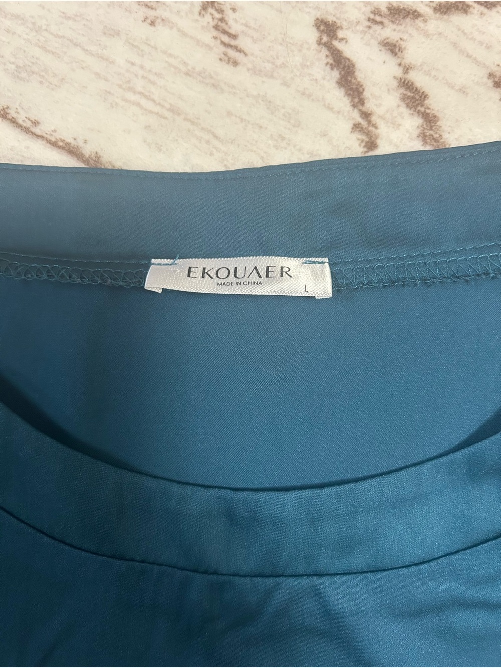 Ekouaer Silky Satin Feel Pajama Lounge Set Teal Blue Size Large Luxury - Picture 5 of 8